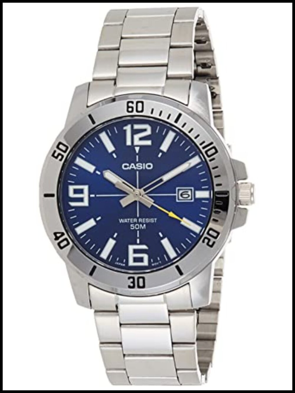Men's Diver Style Stainless Steel Watch 50M Water Resistant Analog Date